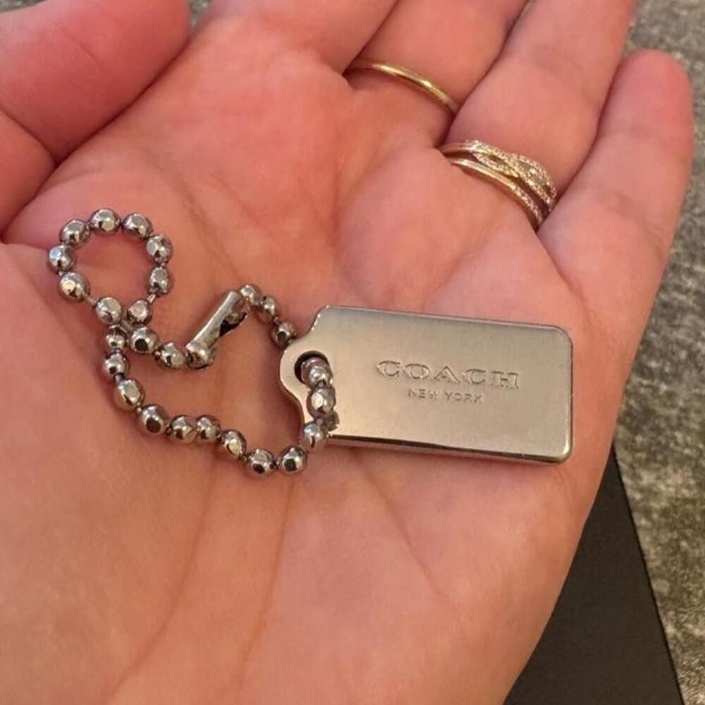 Coach Silver Dog Tag Keychain / Bag Charm